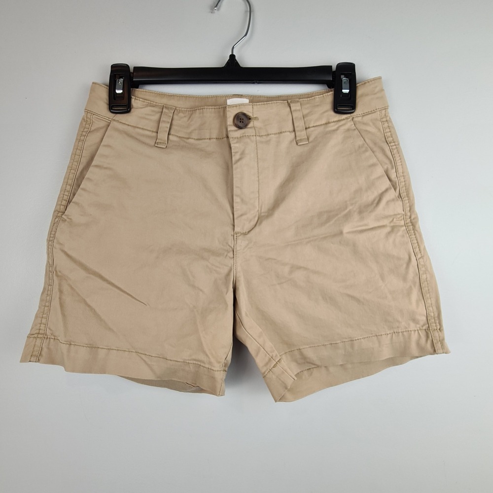 Gap City Short Womens 0 Khaki Tan Stretch Cotton Chino Shorts Mid Rise 4" Inseam